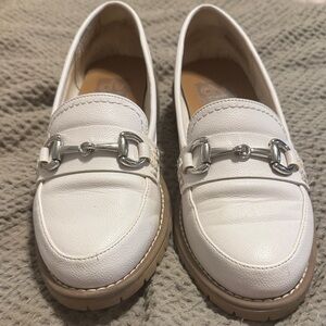 DV by Dolce Vita White Loafers with Silver Accents